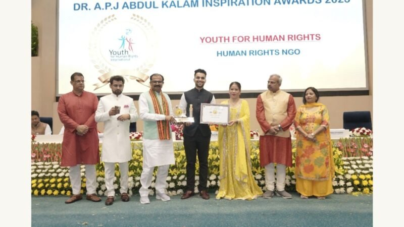 Avi Vatsa, President of Youth for Human Rights India, Wins Best Human Rights NGO Award at APJ Abdul Kalam Inspiration Awards 2023