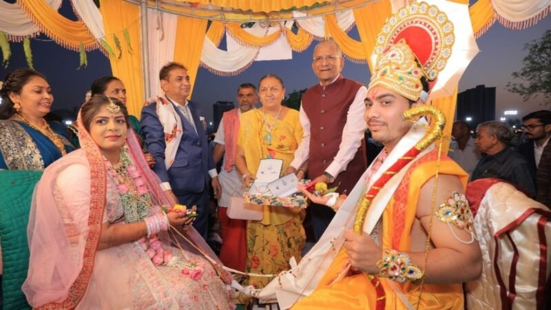 To commemorate Shri Ram Mandir Pran Pratistha Mahotsav SRKKF organizes Ramayana themed mass marriage of 84 couples in Surat