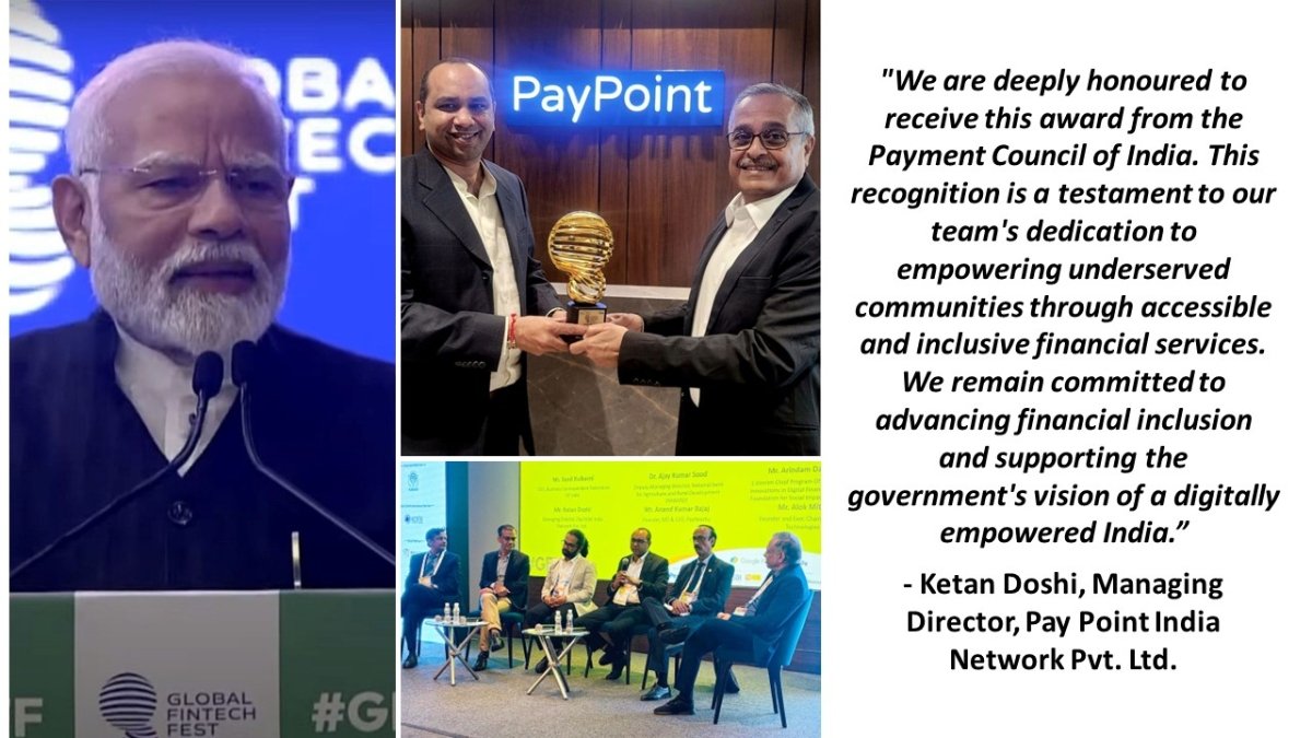 Pay Point India Network Pvt. Ltd. Recognized as Best Business Correspondent at Global Fintech Fest