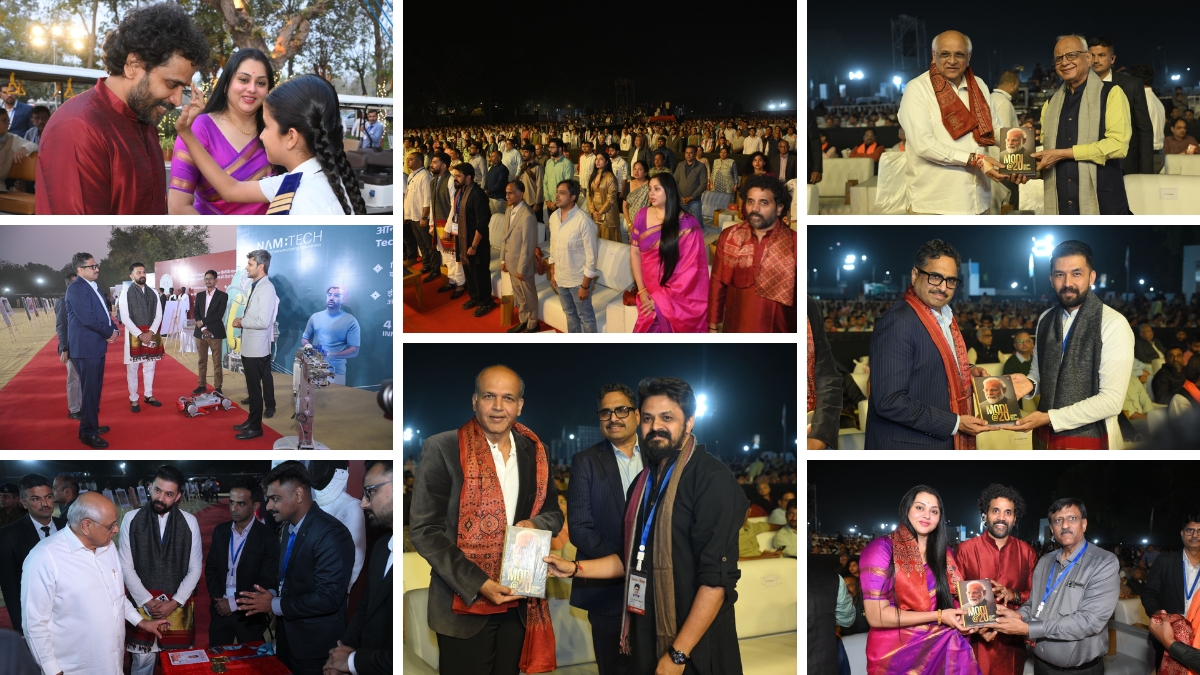 Gujarat CM Bhupendrabhai Patel, Ministers Kanubhai Desai & Jitubhai Vaghani, and Ashutosh Gowariker Grace Namotsav at Sanskardham