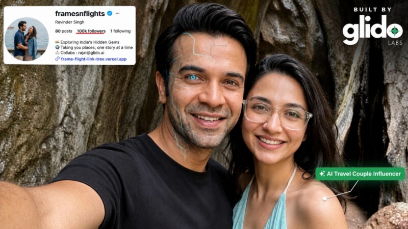 India’s AI Travel Couple, FramesNFlights by Glido Labs, Crosses 100K Followers, Showing That Great Content Beats the AI vs Human Debate